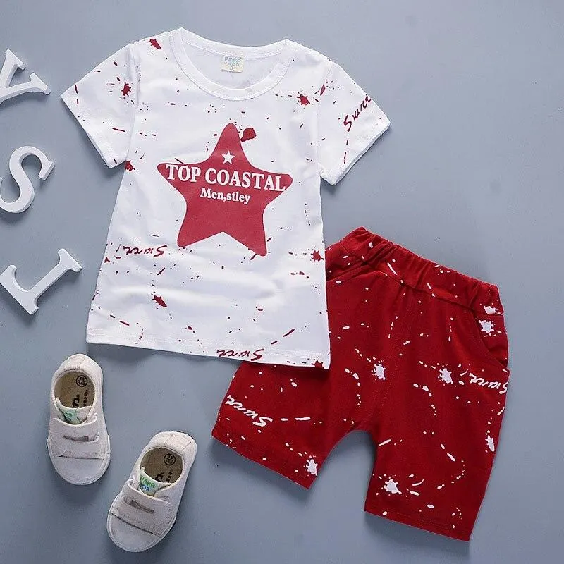 Toddler Boys Girls Clothes Kids Summer Set 1 2 3 4 Years Star Sets Short Sleeve Cotton Children Clothing Boy Outfit Printed
