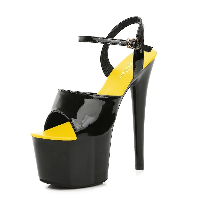 Qengg Mixed Color Shoes Stripper Heels Women Sandals Sexy Shoes Party Club Sandals 17 CM Platform High-heeled Wedding Shoes Pole Dance