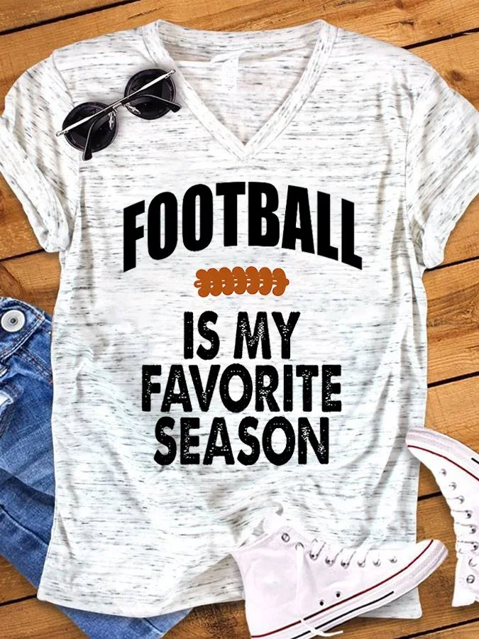 Women's Football Is My Favorite Season Print T-Shirt
