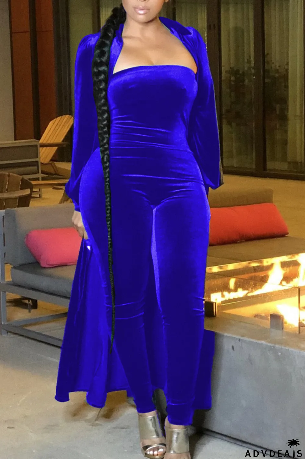 Red Casual Solid Peter Pan Collar Long Sleeve Two Pieces