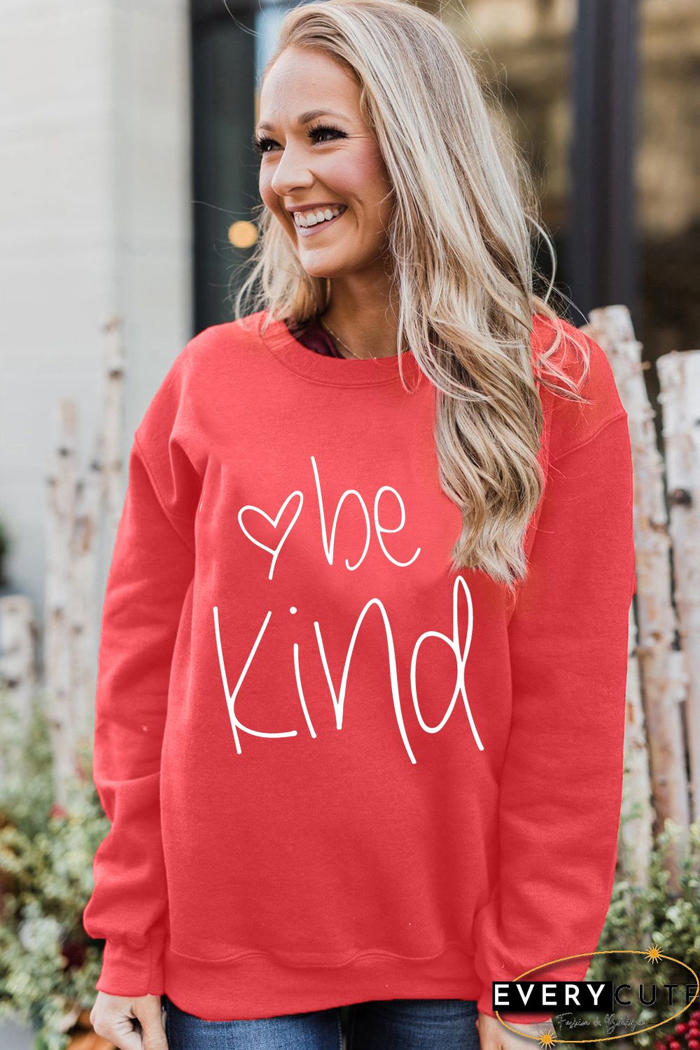 Heart Shaped Letter Print Drop Shoulder Pullover Sweatshirt