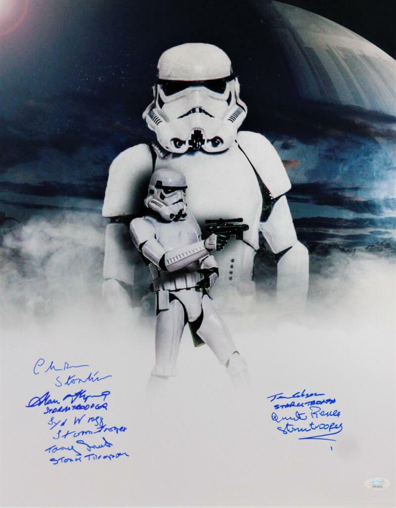 Multi-Autographed Double Image Stormtrooper 16x20 Photo Poster painting w/ Insc - JSA Auth *Blue