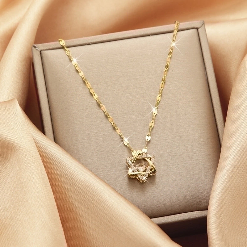 2 Pieces Titanium Steel Vintage Style Tassel Plating Doll Constellation Crown Pendant Necklace