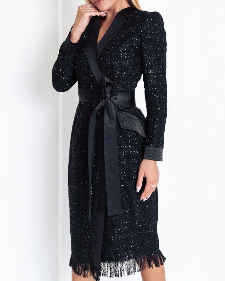 Women's Tweed Fringe Work Dress