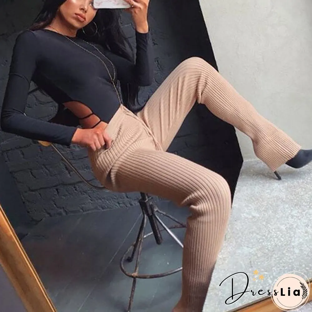 Autumn and Winter Women Neon Bodysuit Hollow-out Waist Bodysuit