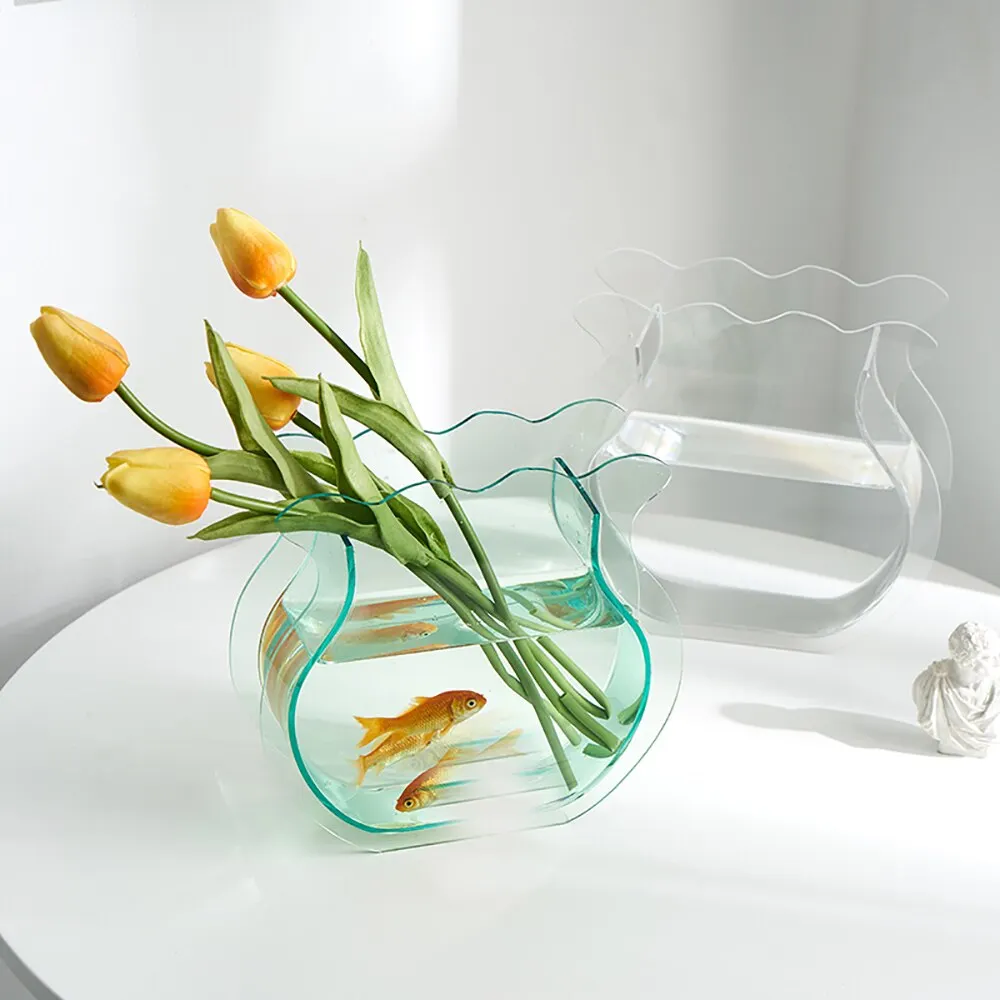 Nordic Decoration Home Acrylic Vase Table Decoration Living Room Terrarium Transparent Flower Arrangement Decorative Vases Gifts