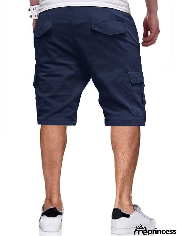 Male Contrast Color Drawstring Casual Summer Shorts
