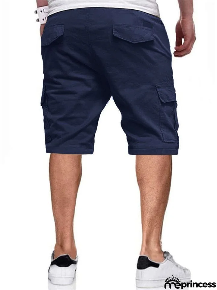 Male Contrast Color Drawstring Casual Summer Shorts