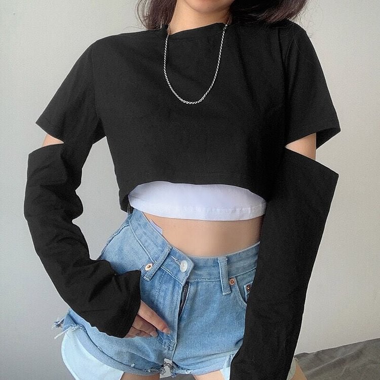 2-Piece Hollow Out Long Sleeve Top