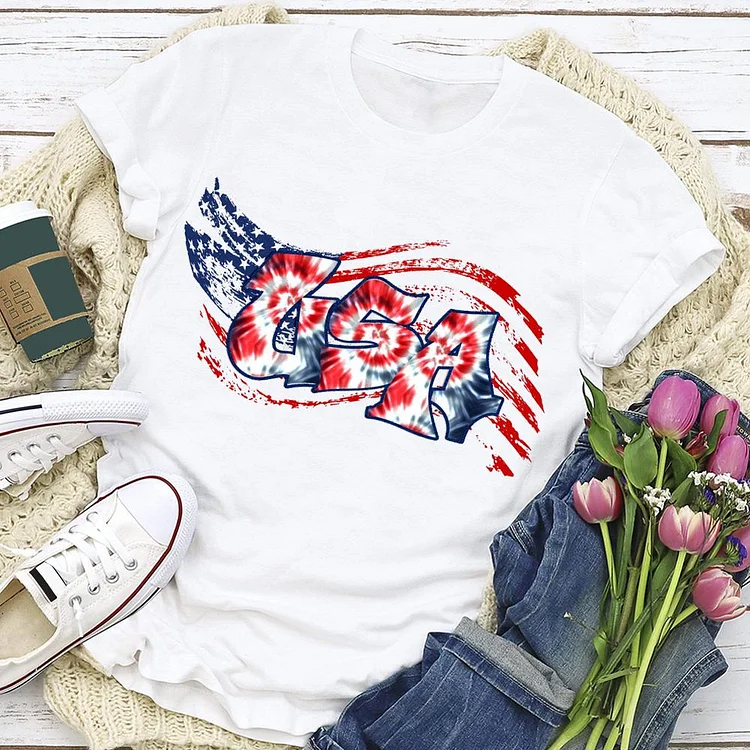 Independence Day Print USA Letter T-shirt-Annaletters