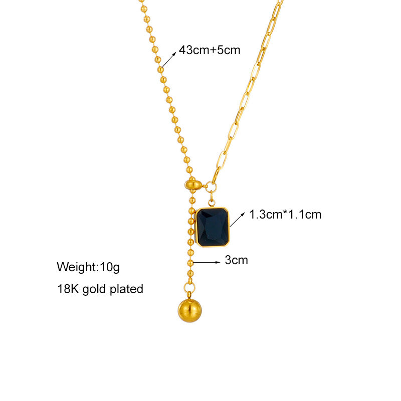 Square Chain Geometric Titanium Steel Electroplating Necklaces