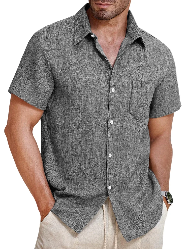 Men's Hawaiian Comfort Lapel Pocket Short Sleeve Shirt