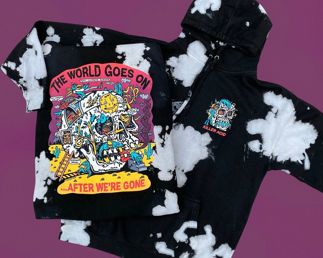 World Goes On Black Bleach Hoodie