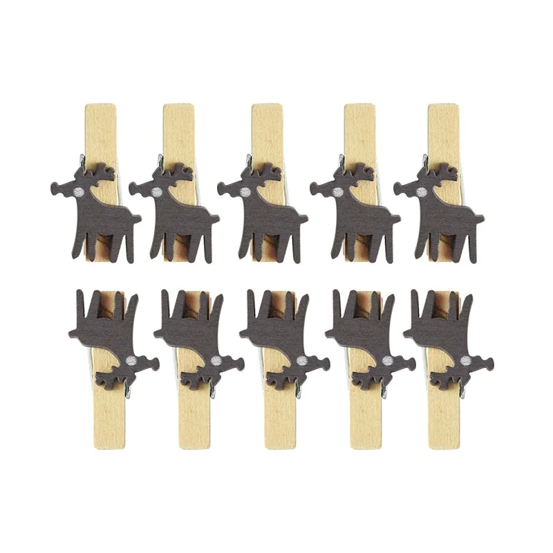 10pcs Christmas Wooden Clips New Year Party Decoration Photo Wall Clip DIY Christmas Ornaments Decorations for Home Kids Gift