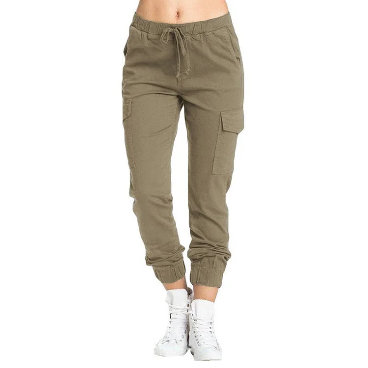 Women's Pants Pocket Solid Color Comfortable Casual Cargo Pants