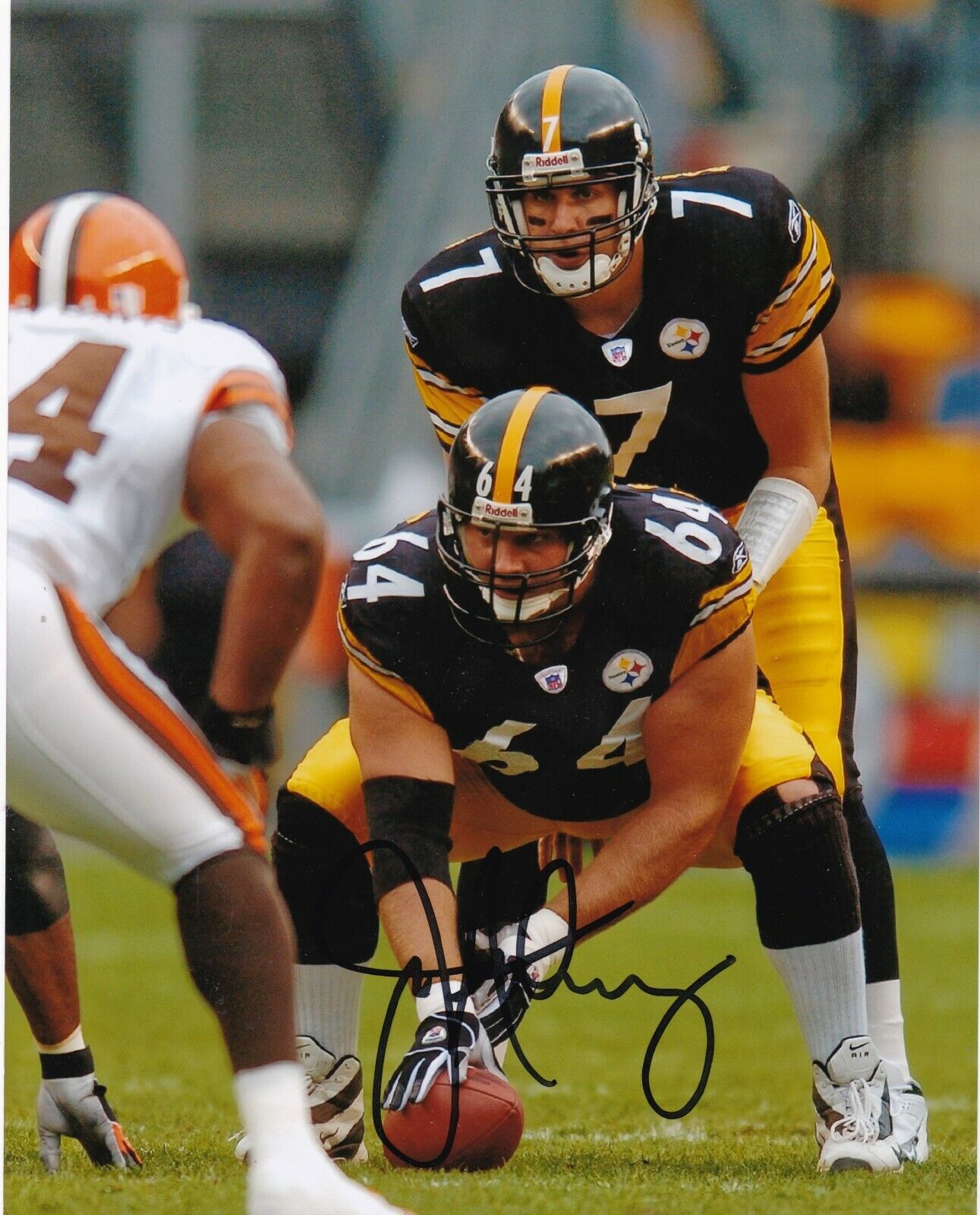 JEFF HARTING PITTSBURGH STEELERS ACTION SIGNED 8x10