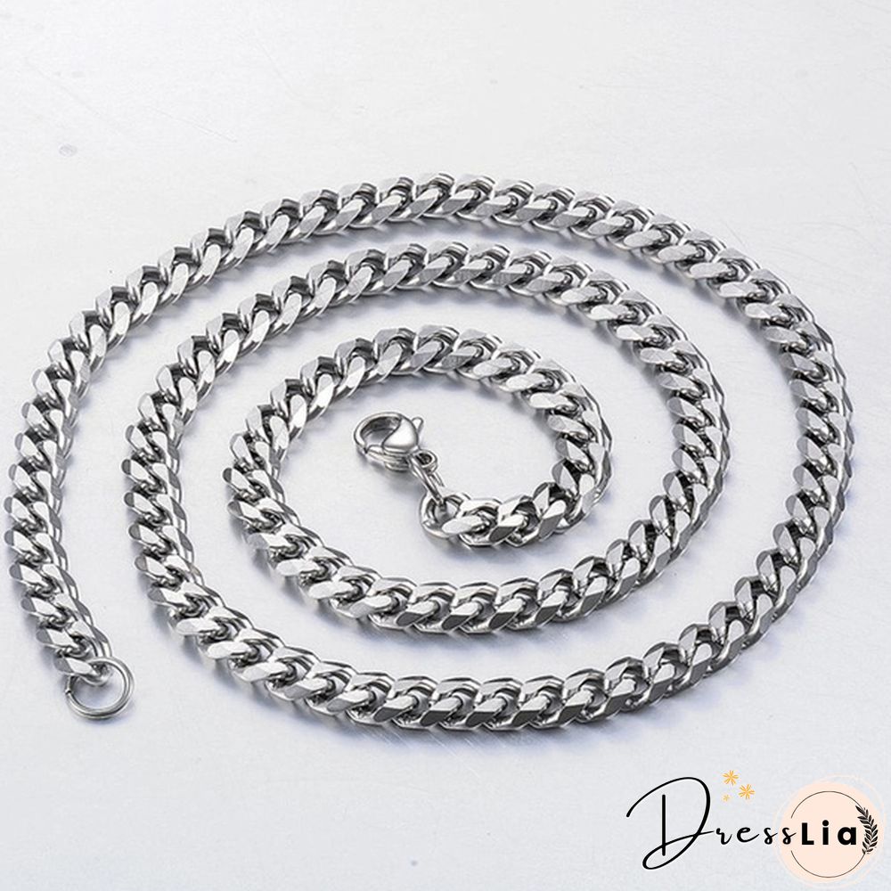 Men's Necklace Stainless Steel Cuban Link Chain Silver Color Male Jewelry Gifts for Men 3COLORS