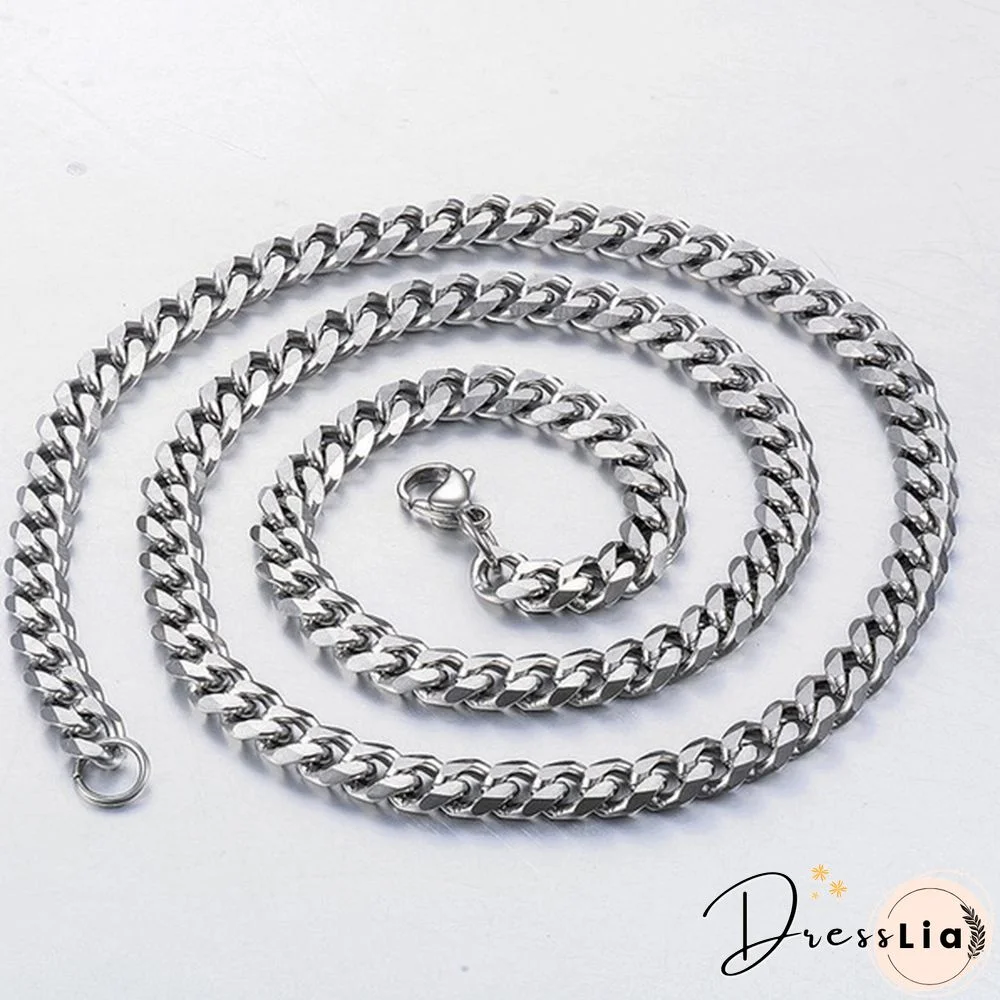 Men's Necklace Stainless Steel Cuban Link Chain Silver Color Male Jewelry Gifts for Men 3COLORS