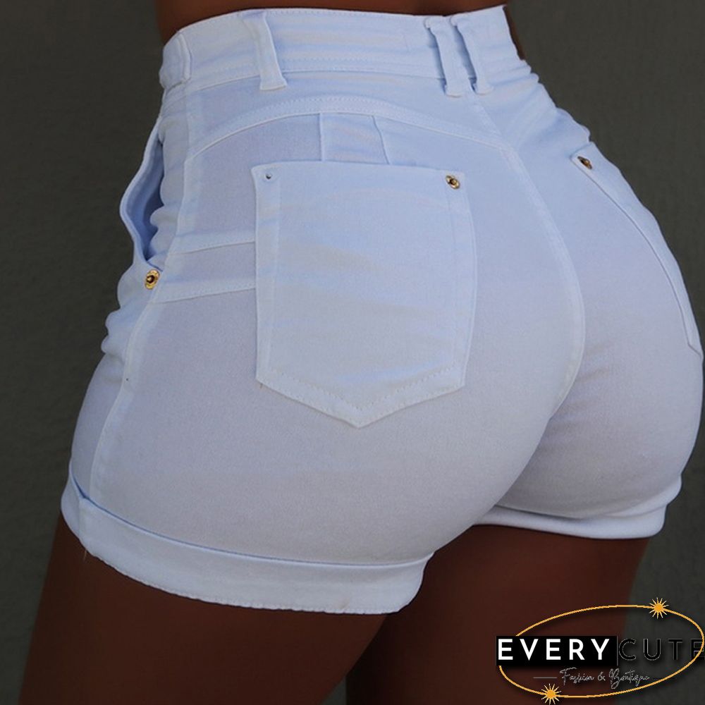 New Women's Fashion High Waist Lace-up Short Denim Jean Casual Denim Short Push Up Skinny Slim Denim Short