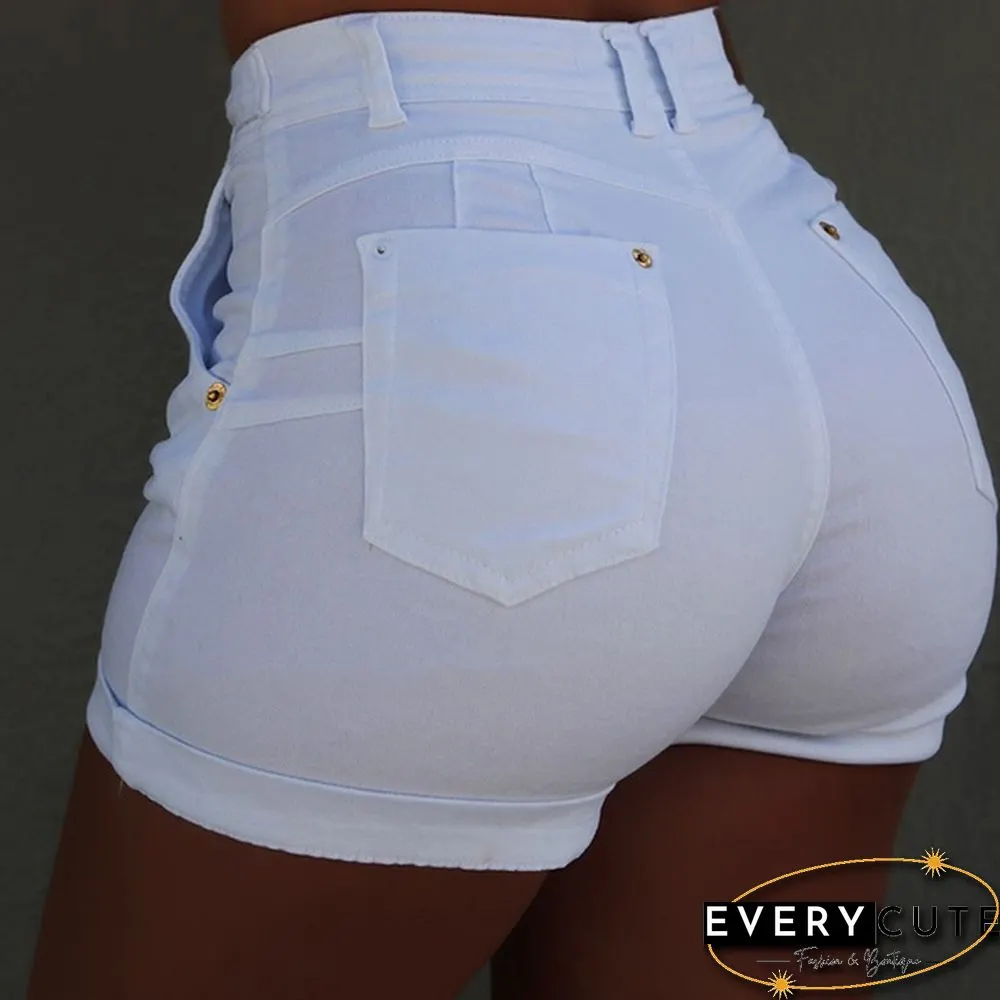 New Women's Fashion High Waist Lace-up Short Denim Jean Casual Denim Short Push Up Skinny Slim Denim Short