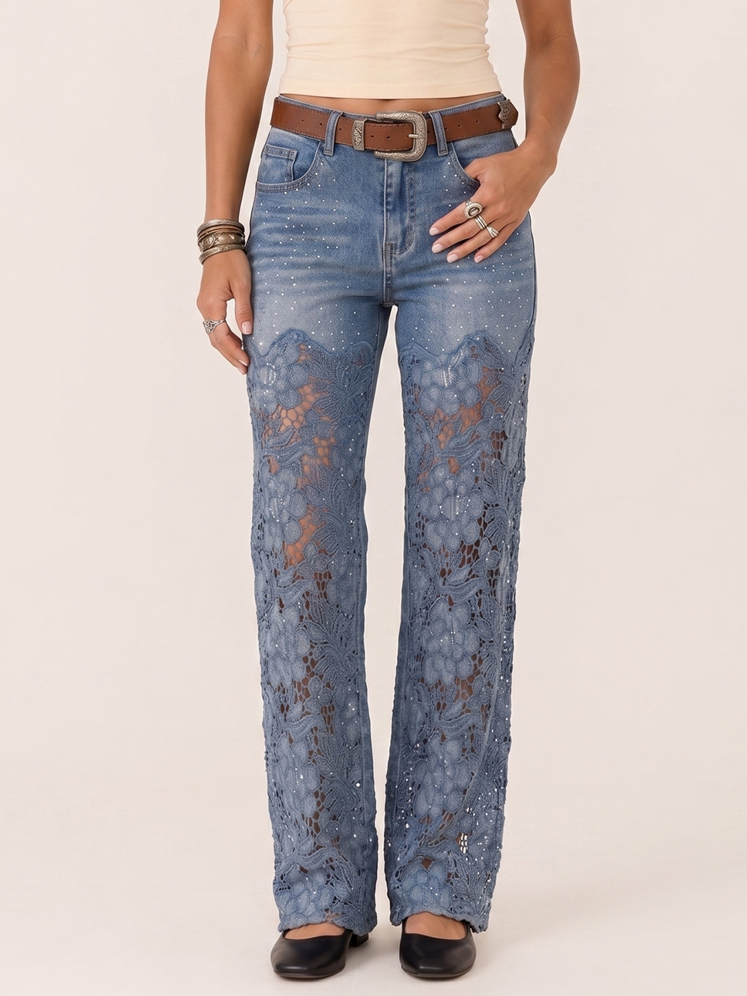 Western Cowboy &mdash; Vintage Indigo Retro Frontier Whiskered Textured Denim Jeans