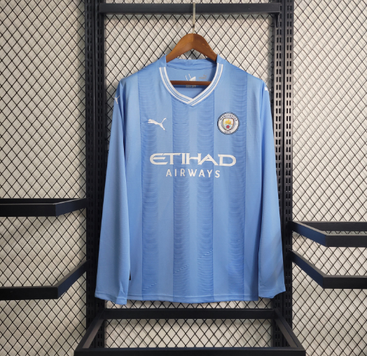 23-24 Manchester City Home Long Sleeve Football shirt 