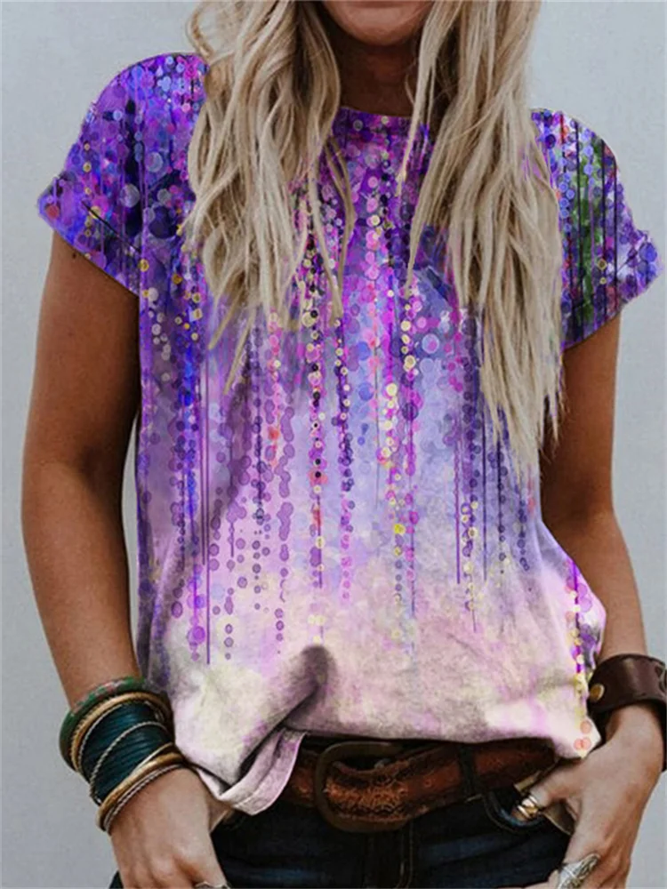 Abstract Sequin Art Painting T Shirt