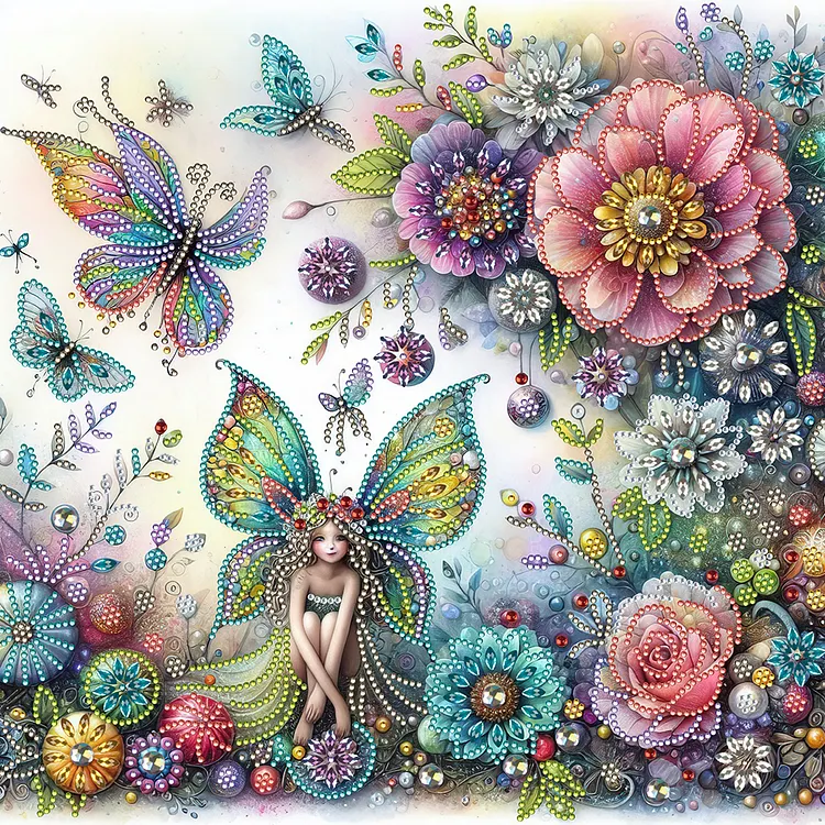 Flower Fairy 40*40CM (Canvas) Special Shaped Drill Diamond Painting gbfke