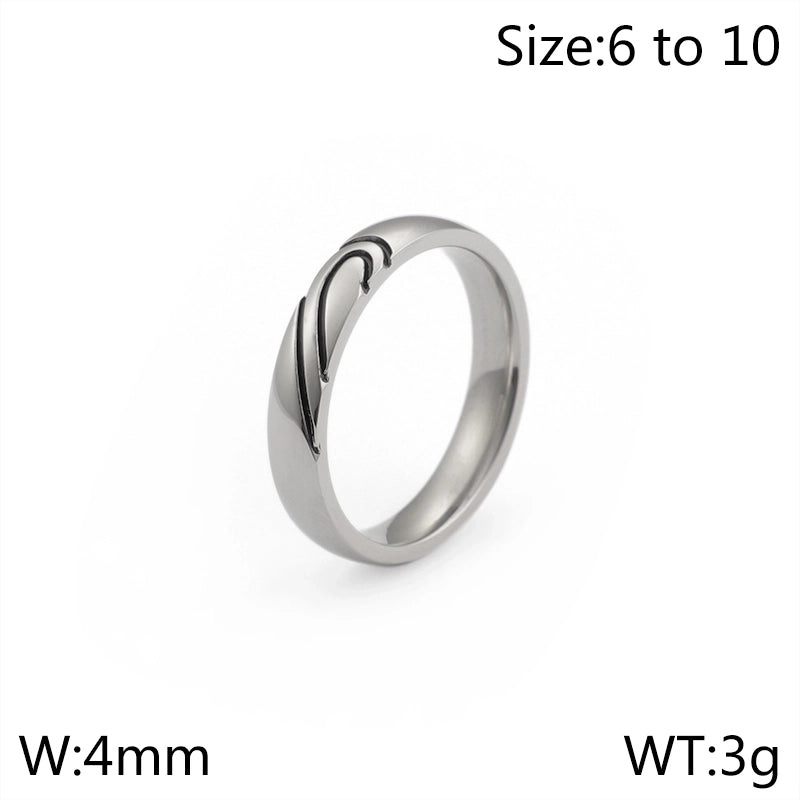 Minimalist Heart Shape Titanium Steel Rings