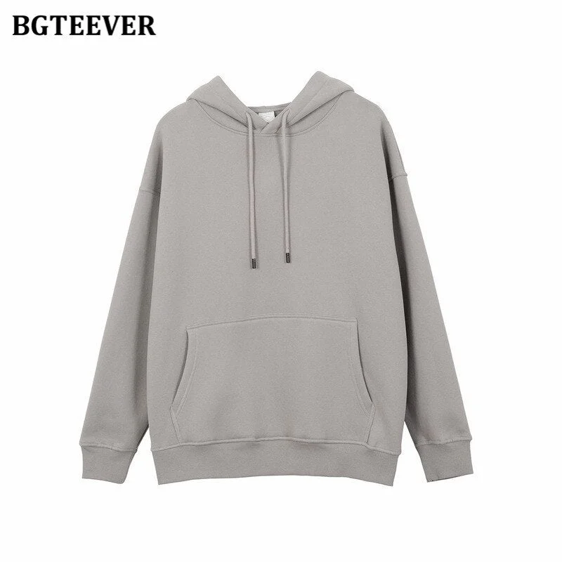 BGTEEVER Winter Thicken Fleece Women Couple Sweatshirt Cotton Oversized Hoodies Sweatshirts Female Warm Pullovers Jacket