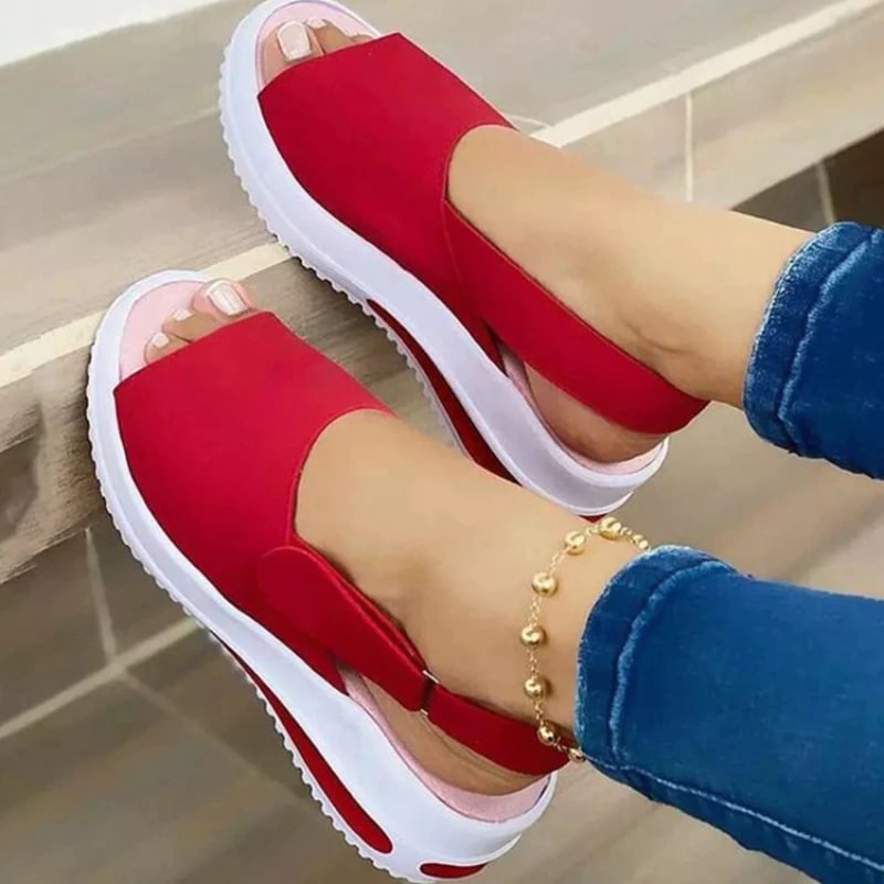 Qengg Women Vulcanize Shoes Comfort Casual Outdoor Light Beach Sandals Fish Mouth Fashion Platform Wedges Zapatillas De Mujer