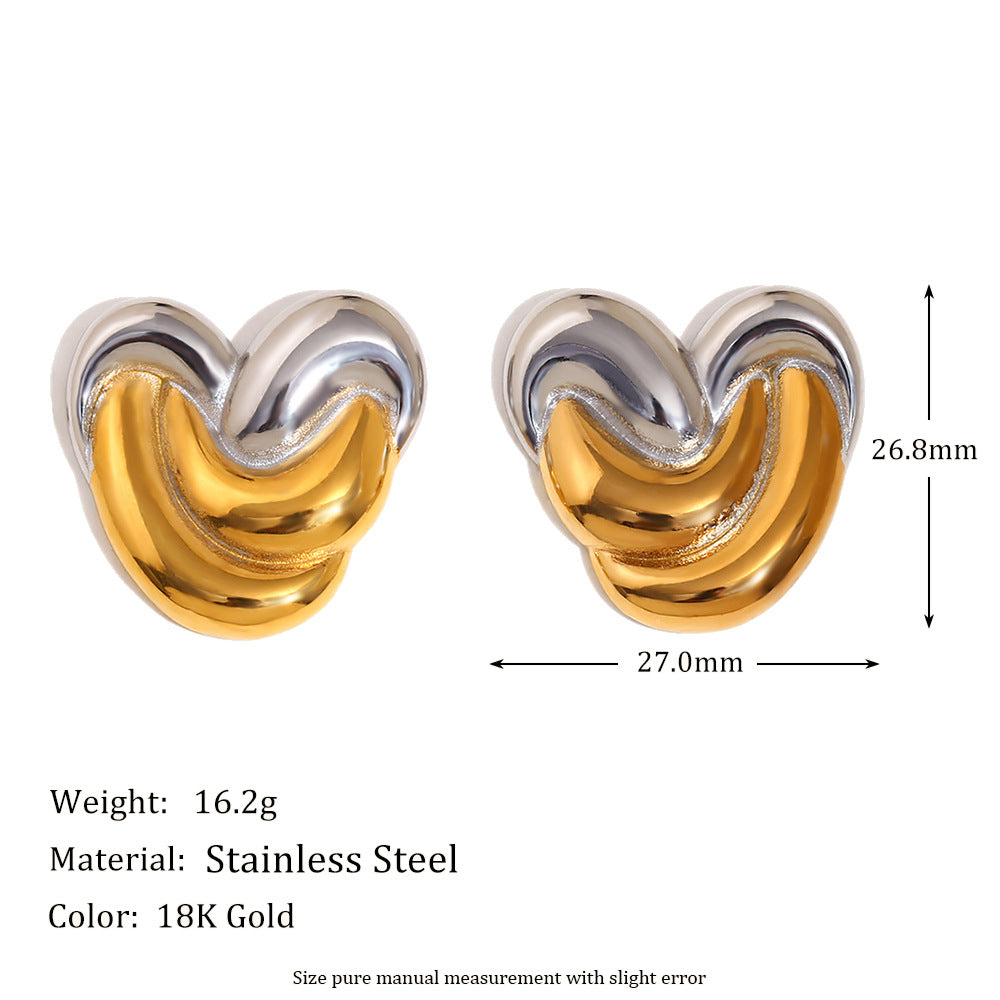 Niche Design Gold Earrings Stainless Steel 18K Gold Plated Two-Tone Mouth Christmas Tree Earrings For Women