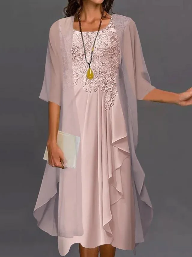 Women's V-Neck Mesh Solid Color Dress