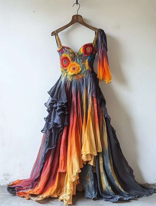 Summer Vacation Rainbow Lace Ruffle Dress 8caf