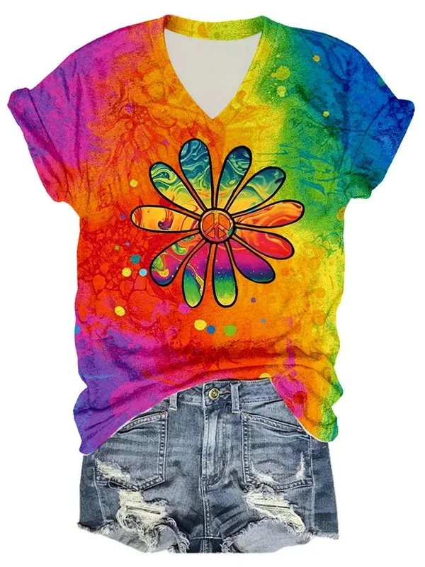 Trendy Tie-Dye Print Short-Sleeved T-Shirt