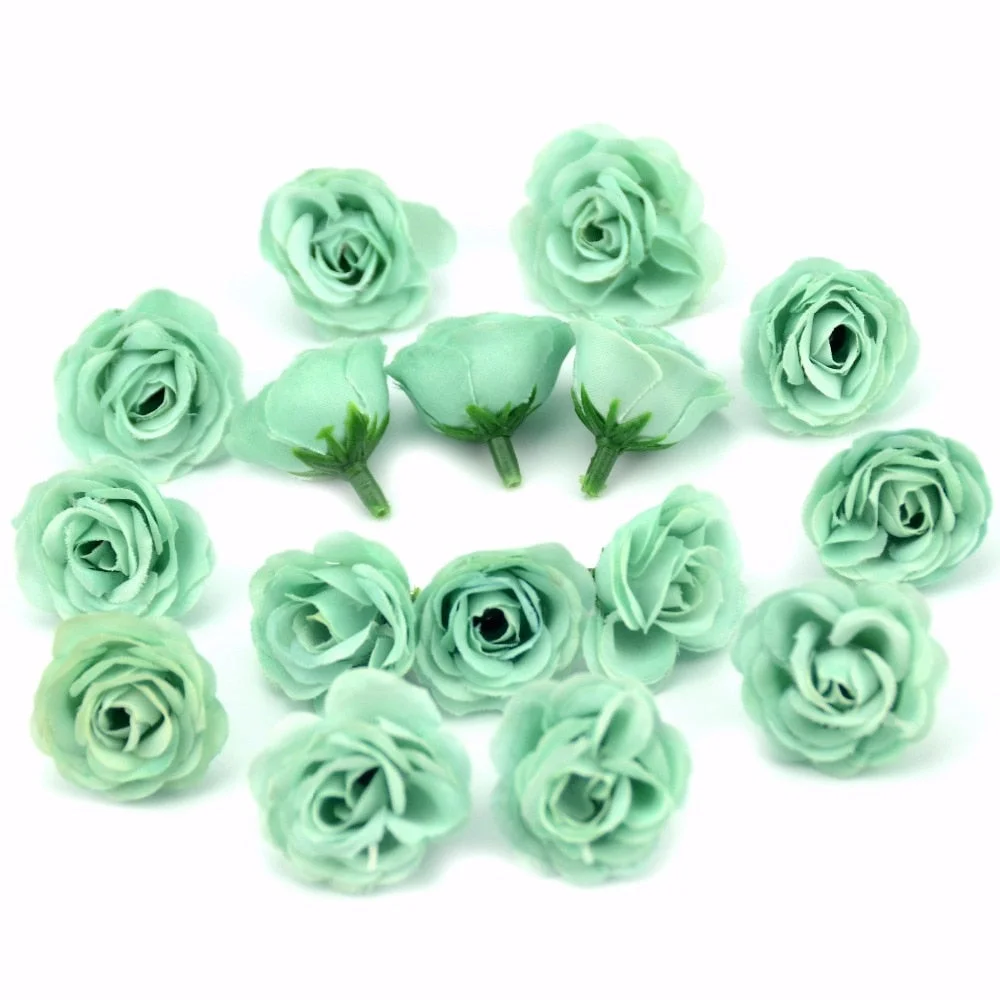 10pcs 2.5cm Mini Silk Artificial Rose Flowers Cloth For Wedding Party Home Room Decoration  DIY Dress  Accessories Fake Flowers