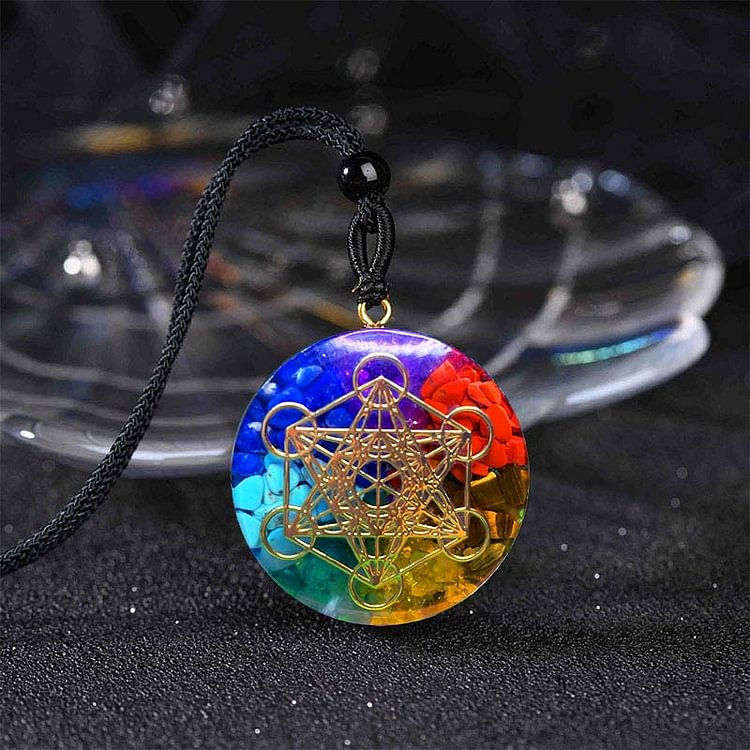 Chakra Metatron's Cube Symbol Necklace