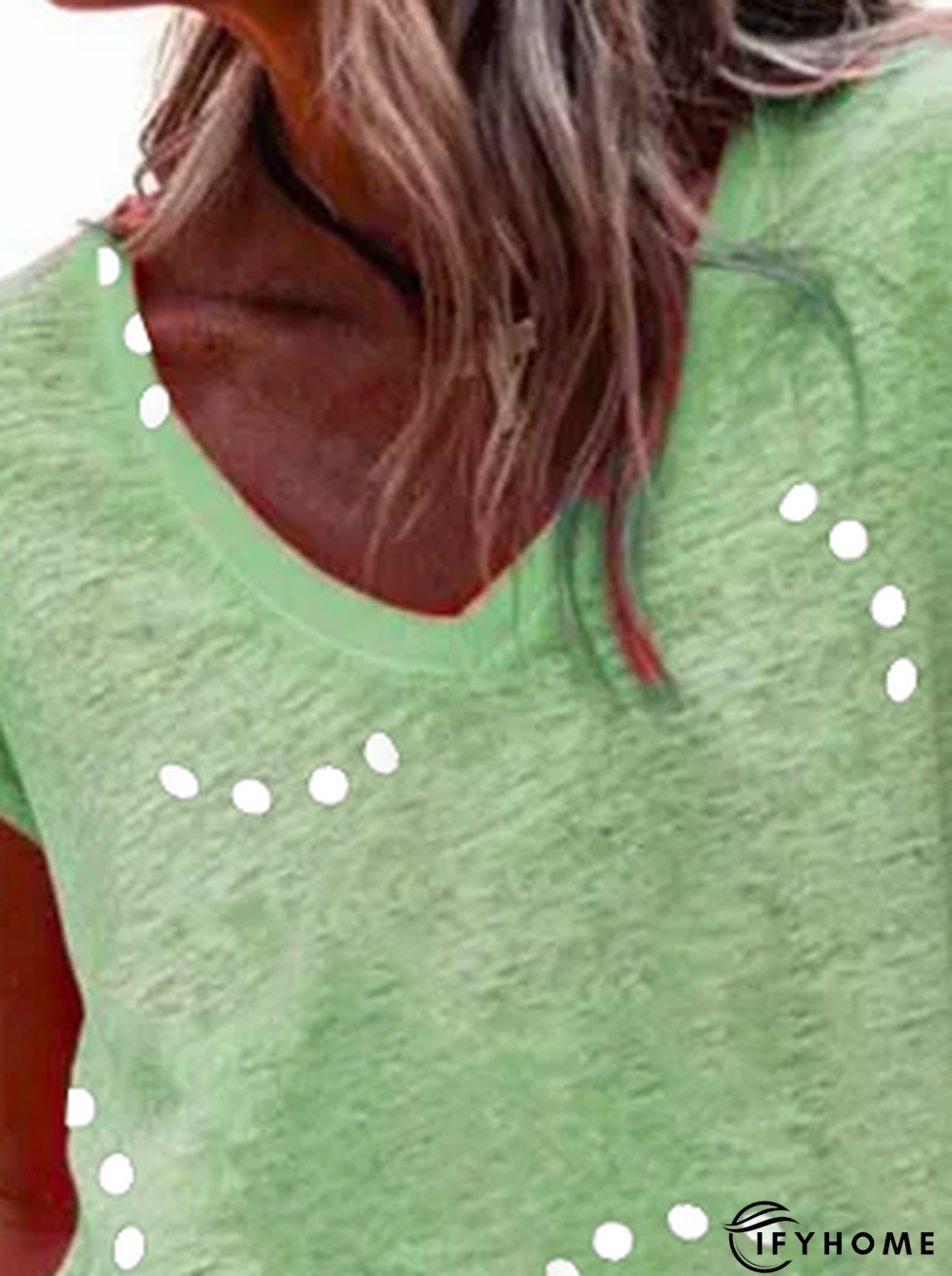 Polka Dots V Neck Jersey T-Shirt | IFYHOME