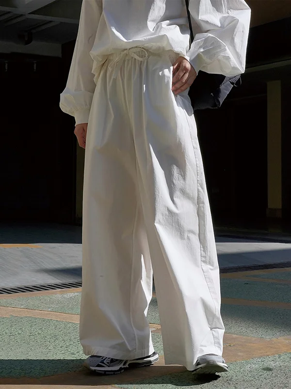 High Waisted Wide Leg Pure Color Casual Pants Bottoms Trousers
