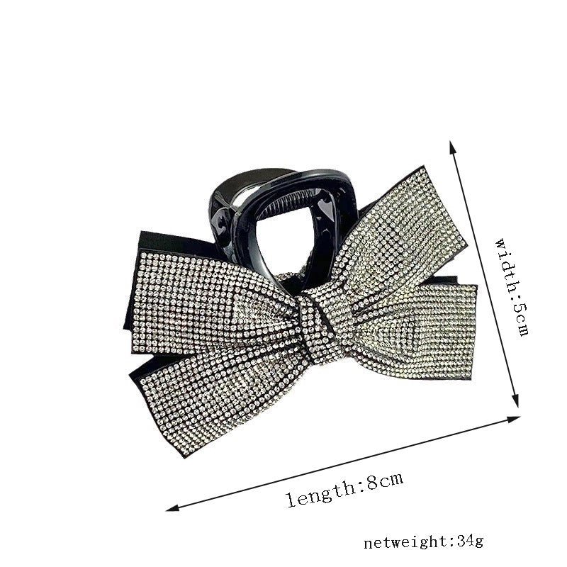 Women’s Minimalist Commute Bow Knot Plastic Inlay Rhinestones Hair Claws