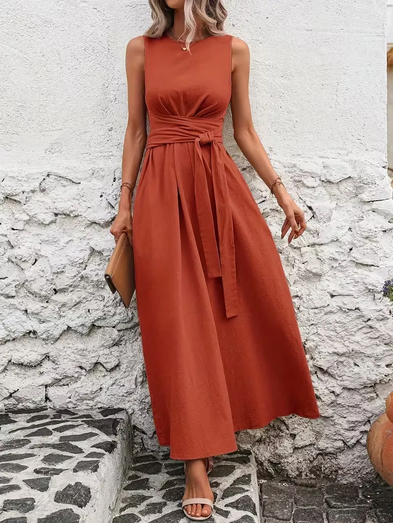 Women's Sleeveless Round Neck Maxi Dress