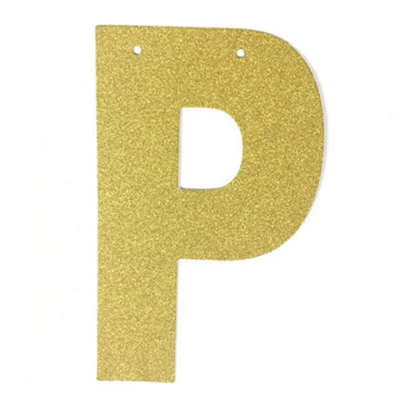 1Pcs/lot 13cm Personalized DIY Gold Glitter Paper Letter Banner Hanging Flags for Wedding Birthday Party Festival Decorations