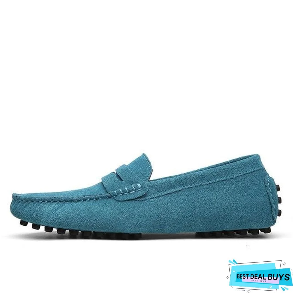 Men's Soft Loafers Moccasins Genuine Leather Flats Driving Shoes