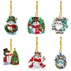 (US Local)6pcs Xmas Snowman  DIY Diamond Painting Art Pendant Wall Door Decoration
