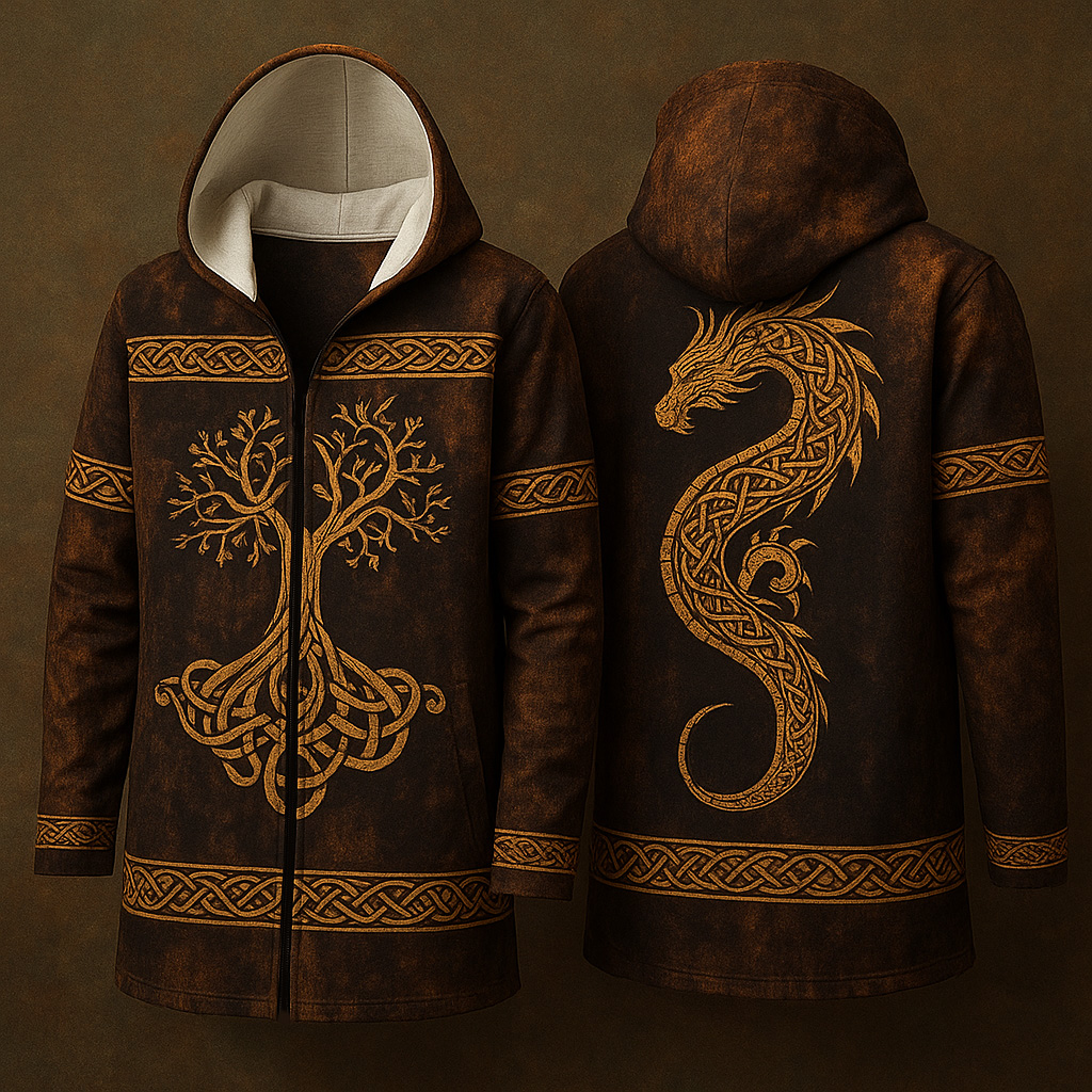 Men's Viking Jörmungandr Vintage Nordic Hooded Jacket / Rvogue / Rvogue