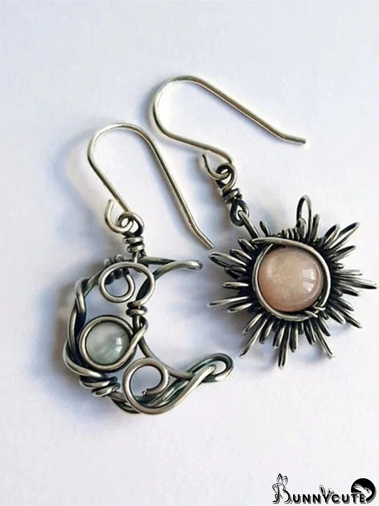 Retro Sun Moon Earrings