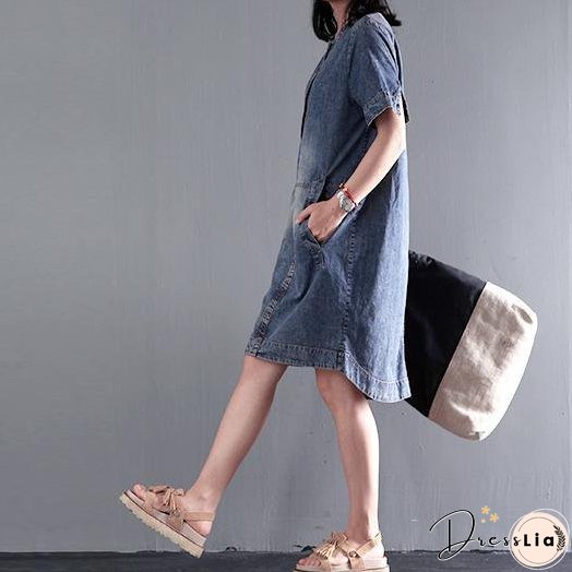 Loose denim sundress plus size causal denim summer dresses shift dress