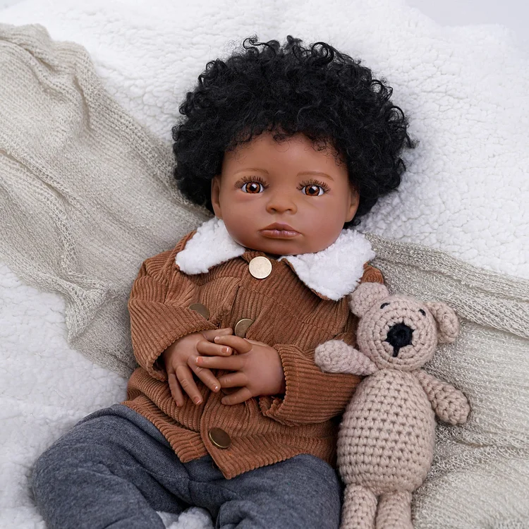 Babeside Laney 18'' Realistic Reborn Baby Doll African American Girl Awake Lovely Vintage Brown