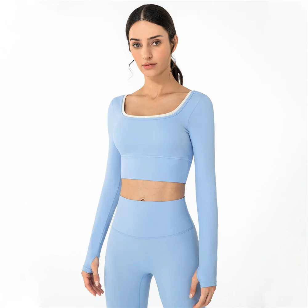 Women's long sleeve top square neck