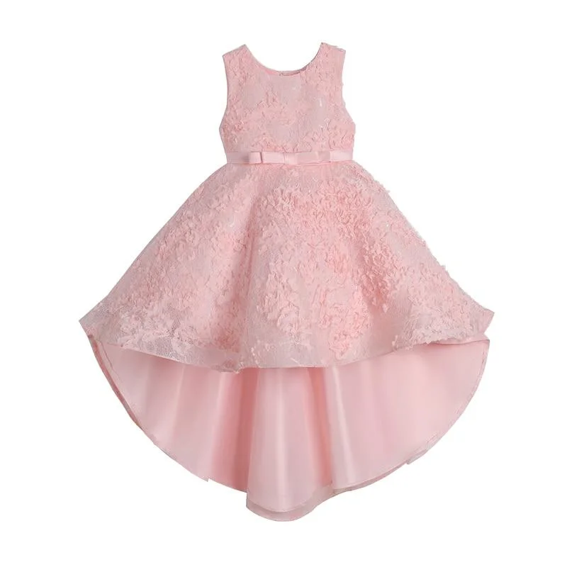 New Design Dress For Girls Children Flower Evening Wedding Party Tail Elegant Princess Sleeveless Kids Dresses
